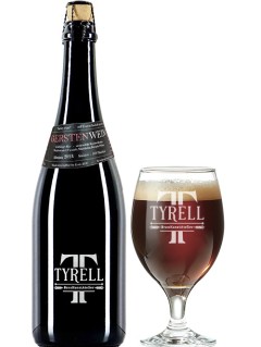 deutsches Craft-Beer Tyrell Gerstenwein in der 0,75 l Bierflasche mit vollem Bierglas